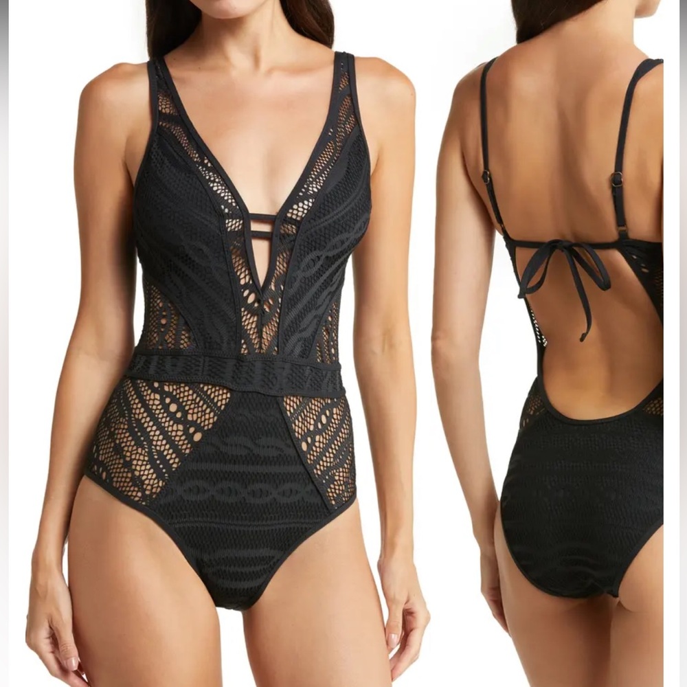 NWT BECCA black one piece swimsuit size S